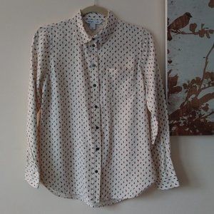 Old Navy women's button down shirt cream with flowers Small